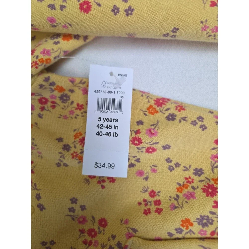 Baby Gap Size 5 Yellow Floral Zip Hoodie Bright Spring Jacket NWT